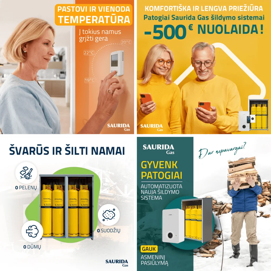 SAURIDA reklamos pavyzdžiai