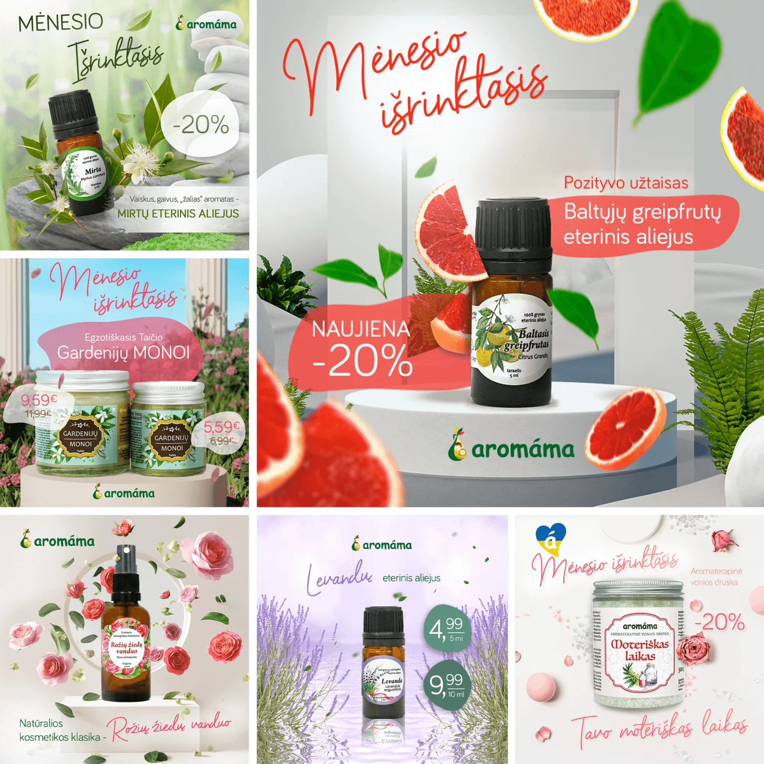 AROMAMA reklamos pavyzdžiai